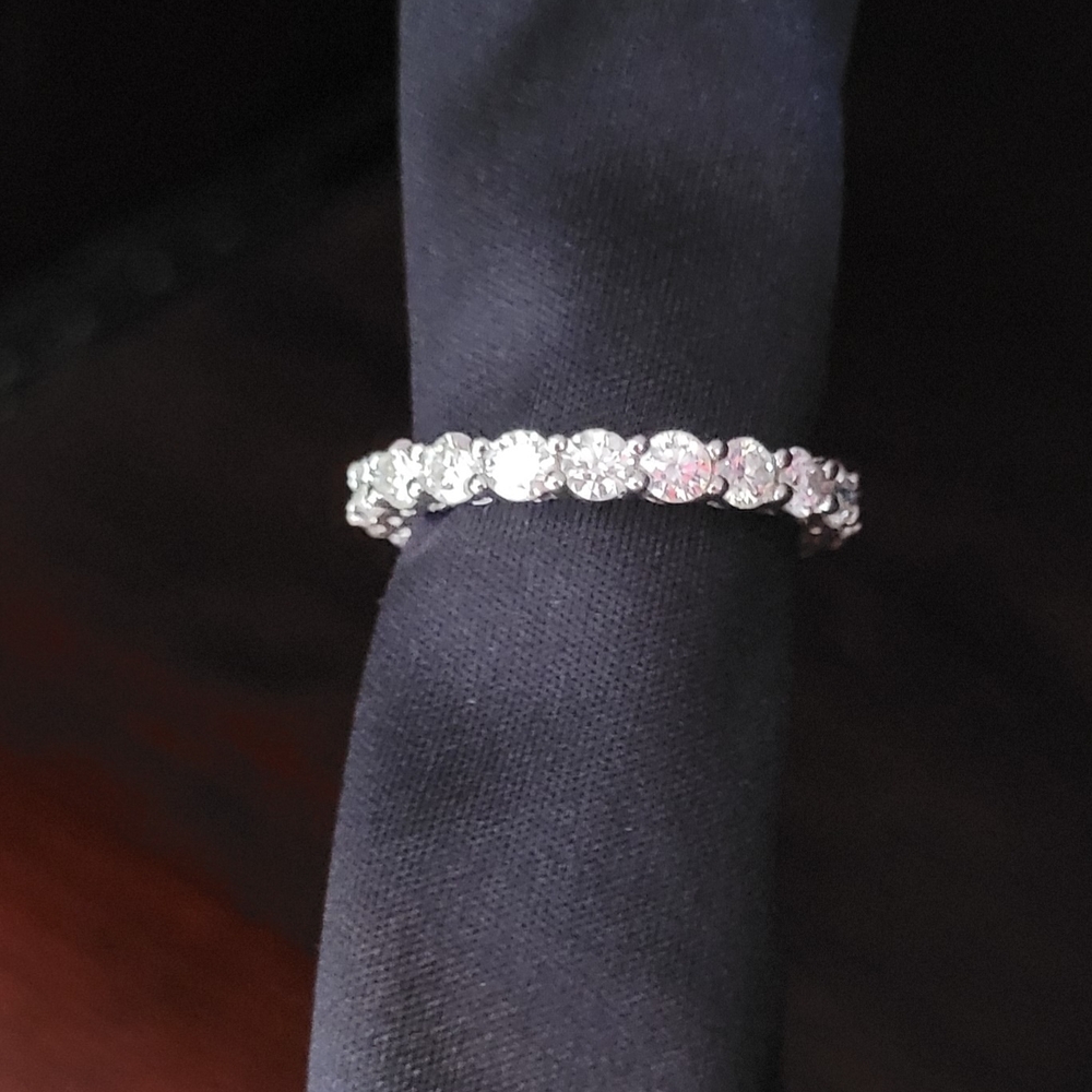 Sterling 925 Silver 3MM GRA Moissanite Eternity Band